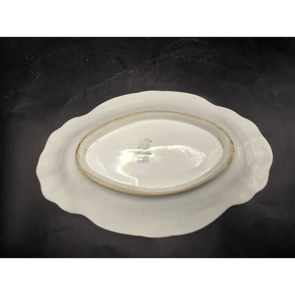 Antique Limoges France WG and Co Porcelain Hand Painted Asparagus Plate Bowl